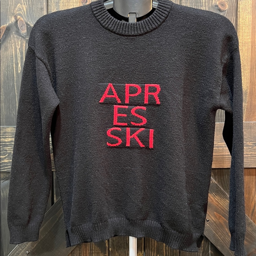 Sen brand Apres Ski Sweater XS‎ Black Red Cozy Soft Preppy Skiing Outdoor Winter